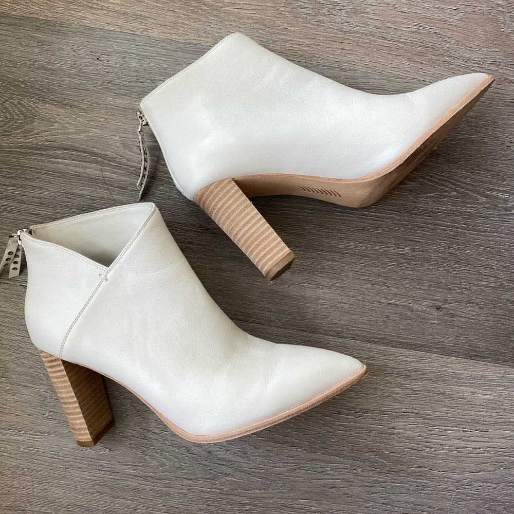Paige White Leather Booties